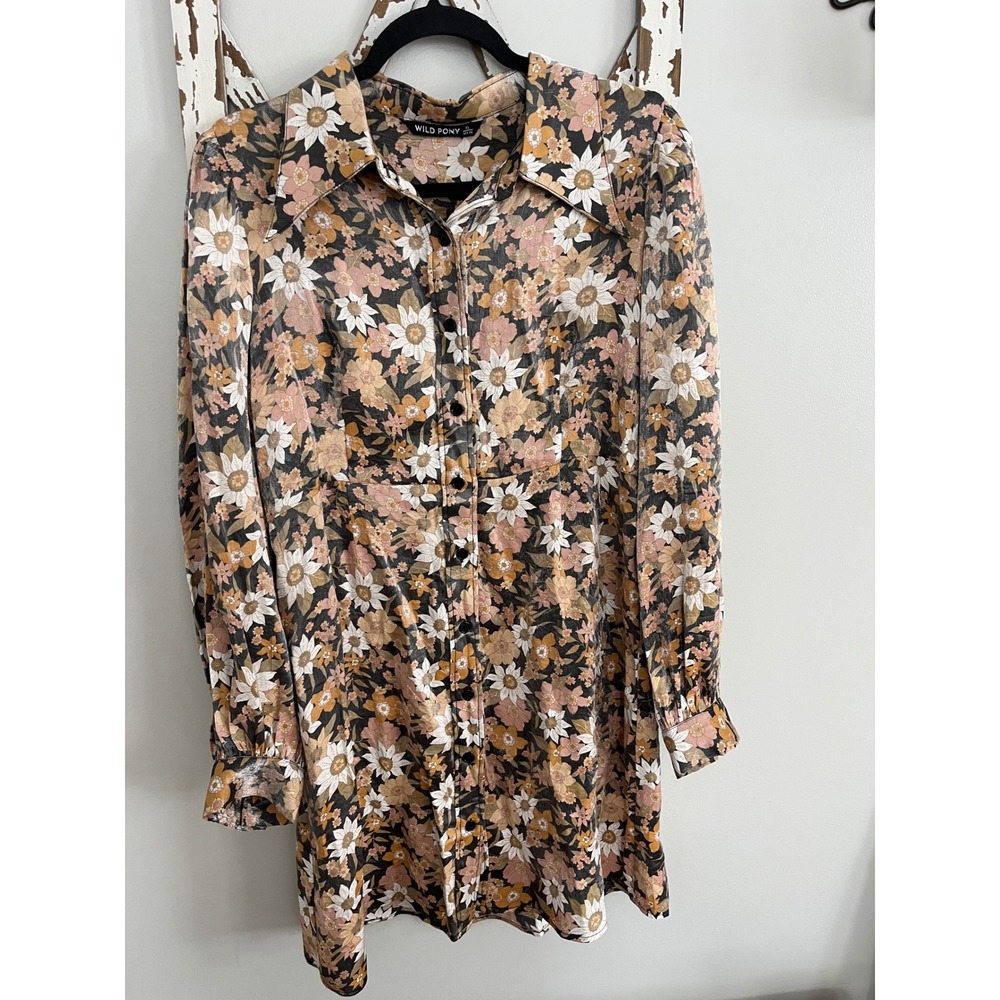 Wild Pony long-sleeved mini‎ dress size XL floral print